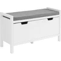 SoBuy Schuhbank mit 2 Schubladen - Max. 150 kg - 91 x 30 x 50 cm - Weiß/ Grau