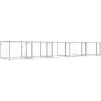 vidaXL Hundezwinger mit Türen Grau 10x2x1,5 m Verzinkter Stahl