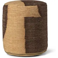 Ferm Living Forene Cylinder Pouf Tan/Chocolate - , Braun / Rost, Stoff / Textil