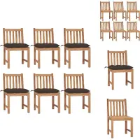 vidaXL Gartenstühle 6 Stk. mit Kissen Massivholz Teak - Gartenstühle