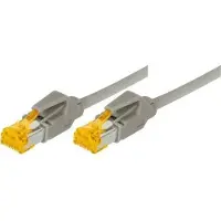 Tecline Patchkabel S/FTP, PiMF, Cat 6a, grau, 15,0 m Für 10 Gigabit/s, PVC, hochflexibel, mit Dätwyler-Kabel und Hirosesteckern TM31 (70615)