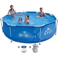 Wehncke Stahlrahmenpool Set rund 300 x 76 cm mit Filter und Pumpe 77508