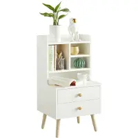 SoBuy Nachtkastje - Bijzetkastje - 2 uitschuifbare lades - Max. 30KG - 43 x 36 x 81 cm - Wit