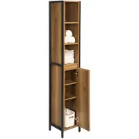 SoBuy BZR62-PF Badezimmerschrank Badezimmer Hochschrank Badregal Badschrank Badmöbel mit 3 offenem Fächern und 1 Tür Vintage BHT ca: 30X168X28cm