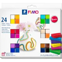 Staedtler FIMO soft 8023 ofenhärtende Modelliermasse Materialpackung "Basic Colours" mit 24 Halbblöcken je 25g