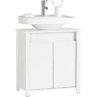 SoBuy BZR101-W Waschbeckenunterschrank Badschrank Waschtisch Badezimmerschrank Unterschrank Badmöbel Weiß