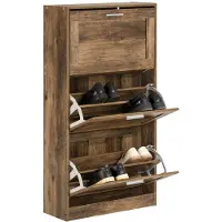 SoBuy FSR137-L-F Schuhschrank Schuhablage mit 3 Klappen Schuhablage Schmaler Schuhschrank