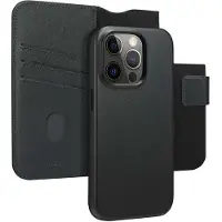 Accezz Apple iPhone 14 Pro Hülle - Echtes Leder - - 2 in 1 Case/Klapphülle - Schwarz