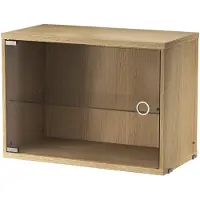 String System Hängeschrank mit Schwingtür aus Glas Eiche natur 58/42/30
