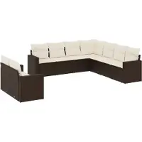 vidaXL 9-tlg. Garten-Sofagarnitur mit Kissen Braun Poly Rattan