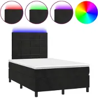 vidaXL Boxspringbett mit Matratze & LED Schwarz 120x190 cm Samt