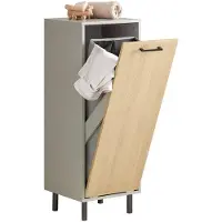 SoBuy Wäschekorbschrank - Unterschrank - 31,5 x 30 x 86cm - Grau