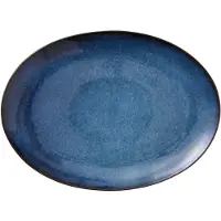 Bitz Platte oval 45x34 cm Steinzeug Schwarz/Dunkelblau