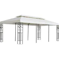 vidaXL Pavillon mit Doppeldach Weiß 6x3 m Stahl