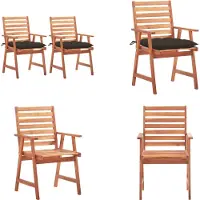 vidaXL Garten Essstühle 2 Stk. mit Kissen Massivholz Akazie - Gartenstuhl - Gartenstühle - Holz Gartenstuhl - Holz Gartenstühle