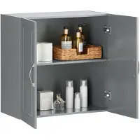 SoBuy Hängeschrank Badezimmerschrank Hängend Wandschrank mit Verstellbarem Regal Für Bad, Küche, Wohnzimmer Dunkelgrau BHT ca: 60x60x30cm FRG231-DG