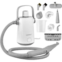 Costway Dampfreiniger Portable Handgerät 3 Bar, Handdampfreiniger mit 300ml Wassertank, 116cm Schlauch, 3m Kabel & 10 Zubehör Set, Grau
