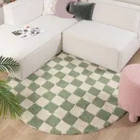 FRAAI Rund Retro Teppich - Gambit Grün Weiß Ø 120 cm
