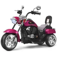 Costway 6V Elektro Motorrad Kinder mit verstellbaren Scheinwerfer, Dreirad Elektromotorrad mit Sound, Hupe, Rückspiegel, Pedale, Geschwindigkeit 2,5-3 km/h (Rosa)