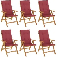 vidaXL Gartenstühle mit Kissen 6 Stk. Massivholz Teak
