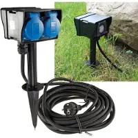 Chilitec Gartensteckdose Mit Erdspieß 2Fach IP44 10m Kabel Zeitschaltuhr