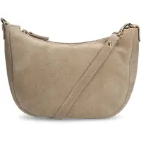 Manfield Beigefarbene Schultertasche aus Veloursleder | Größe Onesize