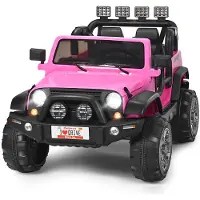 Costway 12V 2 Sitzer Kinderauto 3 Gang 2,5-4 km/h, für Kinder ab 3 Jahren (Rosa)