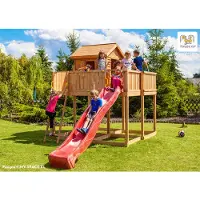 Fungoo , Spielhaus "My Space XL", teak, inkl. Rutsche, Haus mit Holzdach und Steuerrad