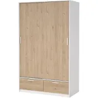 Ebuy24 Line Kleiderschrank 2 Türen 2 Schubladen Nussbaum Nachbildung weiß.