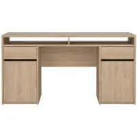 Ebuy24 FunctionPlus Schreibtisch 2 Türen 2 Schubladen Nussbaum Nachbildung.