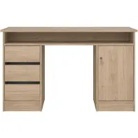 Ebuy24 FunctionPlus Schreibtisch mit Schloss 1 Tür 3 Schubladen Nussbaum Nachbildung.