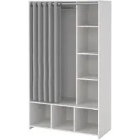 Ebuy24 Kit Kleiderschrank mit Vorhang hellgrau.