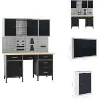 The Living Store Werkbank mit 4 Werkzeugwänden und 2 Wandschränken