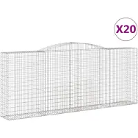 vidaXL Gabionen mit Hochbogen 20 Stk 400x50x160/180cm Verzinktes Eisen