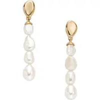 Skagen Paar Ohrstecker "Schmuck Geschenk Edelstahl Ohrringe AGNETHE PEARL", gold (gelbgoldfarben, weiß), Ohrringe, Damen, Edelstahl Perlen, Edelstahl, Perlen, Paar Ohrstecker, mit Süßwasserzuchtperle