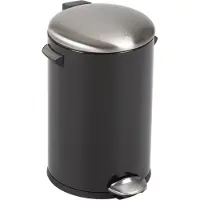 EKO - Belle Deluxe Treteimer 12 Liter - Steel Plastic - Schwarz, Matt Edelstahl