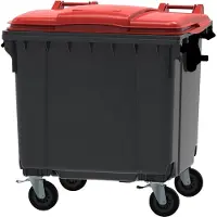 HygieneShopBasics Container 1100 Liter flacher Deckel, Farbe:Rot
