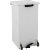 HygieneShopBasics Mobiler Feuerfester Carro-Klick Mülleimer 110 Liter, Farbe:Weiß