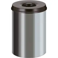 V-Part Schwer Entflammbarer Papierkorb Silber Edelstahl-Schwarz 30L