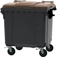 V-Part Großraummüllcontainer 1100 Liter mit Flachdeckel zweifarbig grau/braun