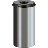 V-Part Feuerlöschender Papierkorb Edelstahl 50 Liter - Edelstahl, Schwarz