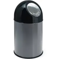 Huismerk Abfallbehälter Kunststoff mit Pushdeckel 30 Liter metallic, schwarz (31004140)