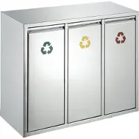 HygieneShopBasics Wertstoff-Sortieranlage 3*15 Liter Edelstahl gebürstet