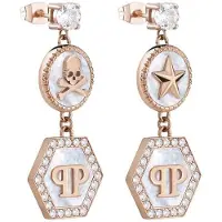 Philipp Plein Ohrringe - Ohrringe Plein Mini Logo - Gr. unisize - in Roségold - für Damen