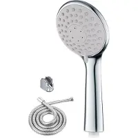 Fuegobird Duschköpfe - mit Schlauch und Halter - 3 Funktionen - Wassersparende Handbrause - Silber