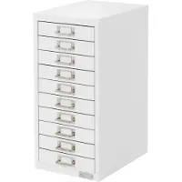 ML-Design Aktenschrank 10 Schubladen 28x38x60 Weiß | Metall, DIN A4, Etikettenhalter
