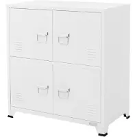 ML-Design Aktenschrank 75x40x80,5 cm Weiß | Stahlschrank 4 Türen, Industrial Büroschrank mit Innenfächern