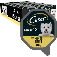 Cesar Senior 10+ mit Huhn und Reis in Gelee Nassfutter Hund Schale (150 g)