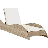 vidaXL Sonnenliege mit Auflage Beige 60x205x73 cm Poly Rattan