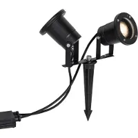 QAZQA Moderner Gartenstrahler schwarz inkl. Kabel und Stecker 150cm 2-Lichter IP65 - Basic